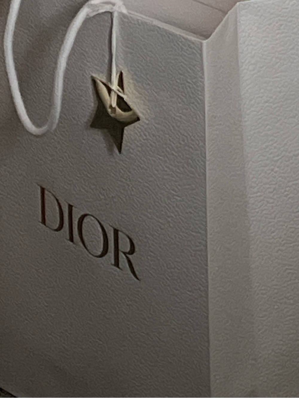 Dior White Shopping Bag with Gold Star Charm